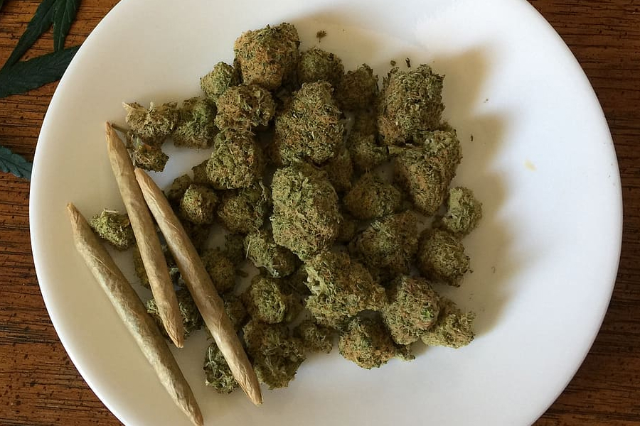 Weed and joints on a plate