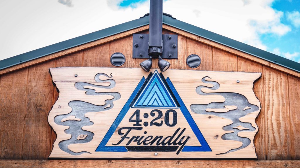 420 friendly dispensary in Spokane sign on the building
